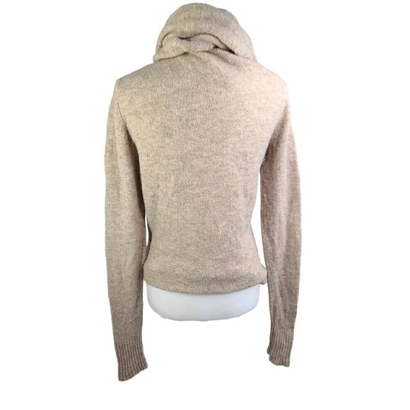 Ann Taylor LOFT Tan Beige Merino Wool Blend Attached Scarf Sweater Oversized - Picture 4 of 7